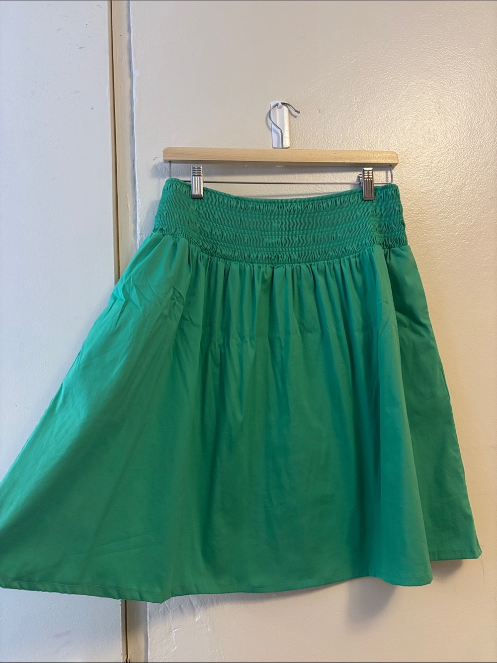 Chico's Emerald Green Smocked Waist Full Skirt